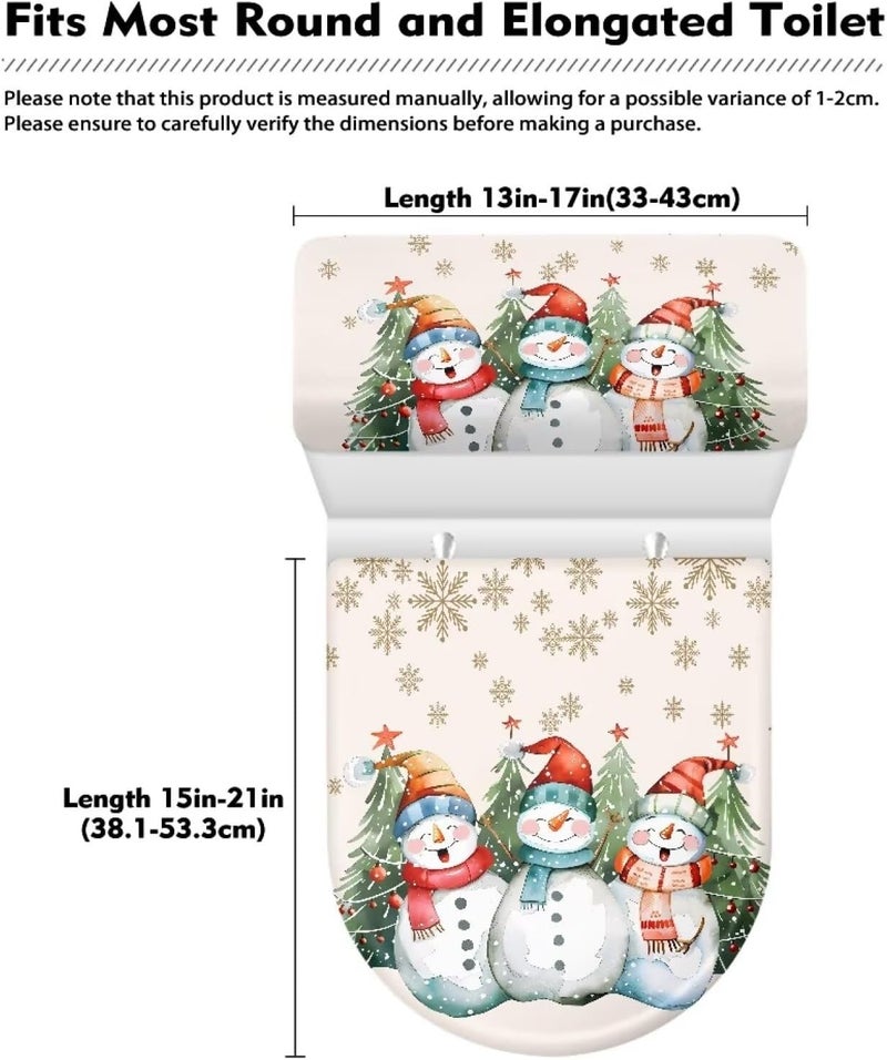 Kathyboom Snowman Snowflake Toilet Lid Cover Splash Stain Resistant Toilet Tank Lid Covers Protect Your Hand from Splash Fit Most Round Elongated Oval Toilet - Image 5